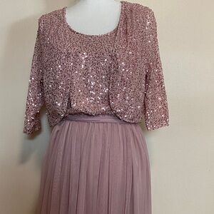 Pink Sequin and Tulle Dress and Shrug set